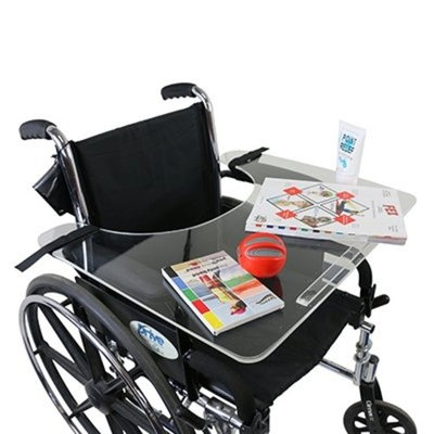Wheelchair Tray Clear Acrylic With Rim And Straps - 1 Each / Each - 50-1302
