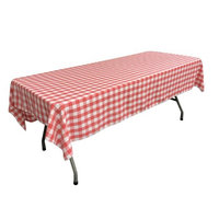 LA Linen TCcheck60x90-CoralK55 Polyester Gingham Checkered Rectangular Tablecloth White & Coral - 60 x 90 in.