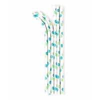 Aardvark Eco-flex Paper Drinking Straw, Aqua and Seafoam Dot, 24 Ct