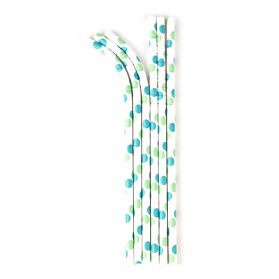 Aardvark Eco-flex Paper Drinking Straw, Aqua and Seafoam Dot, 24 Ct