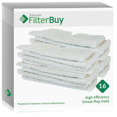 16 - FilterBuy Shark 3601 Steam Mop Pad Replacements, Part # XT3601 & P119W. Designed by FilterBuy to fit Shark Steam Pocket Mop & Shark Professional Steam Pocket Mops.
