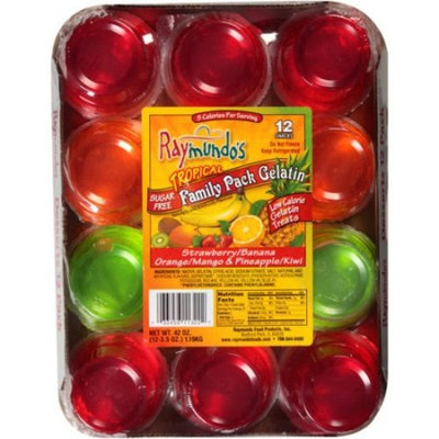 Raymundo's Sugar Free Assorted Tropical Family ct Gelatin: Strawberry, Banana, Orange, Mango & Pineapple, 12 ct, 3.5 oz