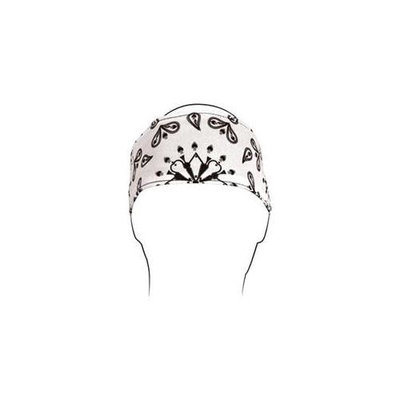 HEADBAND, POLYESTER, WHITE PAISLEY