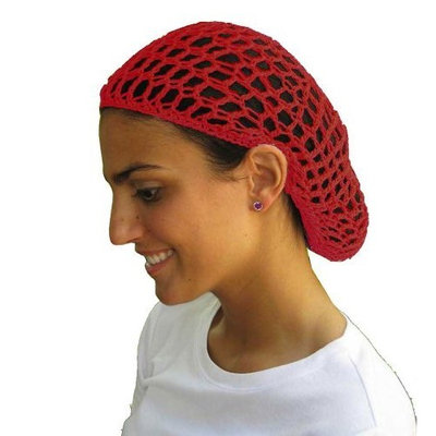 Red Hair Net - Snood - Crochet Hair Net Snood In Red