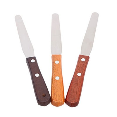 Bonjanvye Stainless Steel Spatula With Wooden 3pcs Handle Spatula Knife Set Wax Knife Spatula