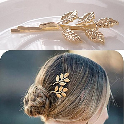 AOWA 10PCS Elegant Leaves Shaped Golden Metal Punk Hairpin Hair Pin Clips For Women Hair Accessories