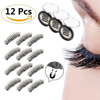 12 Pieces - Magnetic False Eyelashes, GP Beauty 3D Reusable Fake Eyelashes for Women Makeup, Perfect for Round Eyes & Deep Set Eyes, No Glue Required