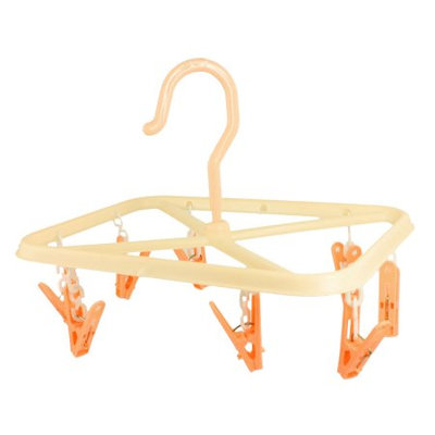 Unique Bargains Orange Plastic Handle Clothing Drying 8 Clips Clamps Hanging Hanger Hook