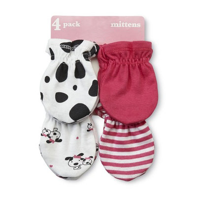 Gerber Infant Girl's 4-Pairs Mittens