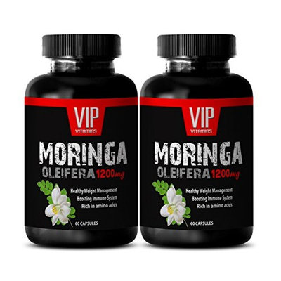 Moringa oleifera leaf capsules - MORINGA OLEIFERA EXTRACT 1200mg - Prevents excess fat accumulation - 2 Bottle 120 capsules