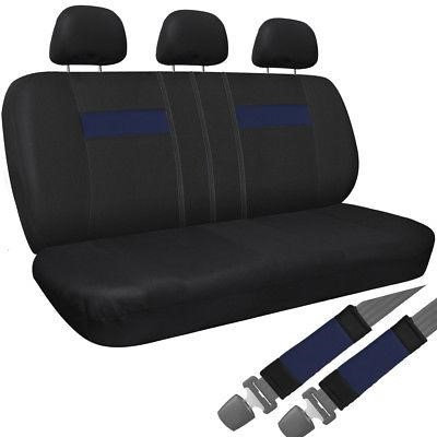Istiloshoppe Car Accessories Car Seat Cover Blue Black 8pc Set Bench for Auto Belt Pad/Detachable Head Rest
