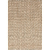 3.25' x 5.25' Moroccan Chevron Beige and Ivory Hand Woven Jute Area Throw Rug