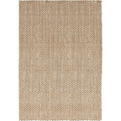 3.25' x 5.25' Moroccan Chevron Beige and Ivory Hand Woven Jute Area Throw Rug