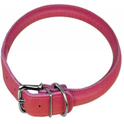 Dogline L1006-7 22-25 L x 0. 5 W inch Round Leather Collar, Pink