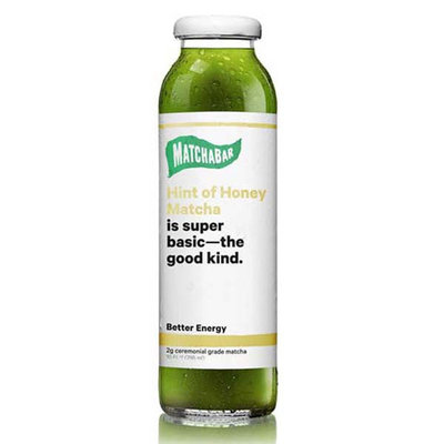 MatchaBar Iced Matcha Tea Hint of Honey 10 oz Glass Bottles - Pack of 12