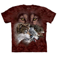Off-Red 100% Cotton Find 9 Wolves Realistic Graphic T-Shirt