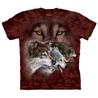 Off-Red 100% Cotton Find 9 Wolves Realistic Graphic T-Shirt