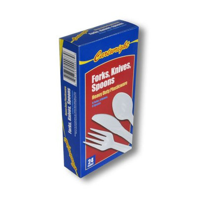 Cartwright 8661 Combo Of Plastic Forks Knives & Spoons Case Of 24