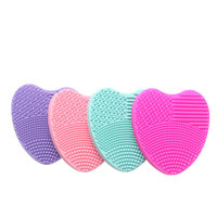 5pcs Makeup Brush Cleaner Pad Glove Heart Shaped Mini Silicone Cosmetic Brush Cleaning Mat Washing Tool