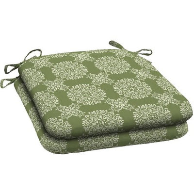 Arden Companies Better Homes and Gardens Outdoor Wrought Iron Seat Pad, Set of 2,Green Tulip Medallion
