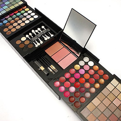 Ownsig 177 Colors Matte Shimmer Eyeshadow Lip Gloss Blush Contours Palette Set With Brushes Puff Mirror