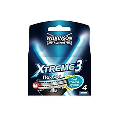Wilkinson Sword Xtreme3, 4 Count Refill Razor Blades + FREE LA Cross 71817 Tweezer