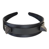 Black Devil Horns Claw Spike Headband Hair Genuine Leather Top Cosplay