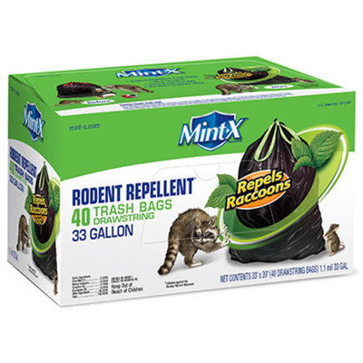 Mint-X 33 Gal. Rodent-Repellent Drawstring Trash Bags (40-Count)