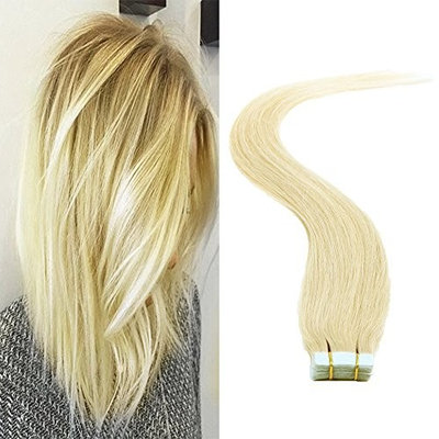 LaBetti tape In Human Hair Extensions - 16 18 20 22 24 Inch 20pcs 30g-70g Set - Silky Straight Skin Weft Human Remy Hair Ash Blonde Color(20inch, #60)