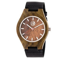 Earth Wood Aztec Men's Leather-Band Watch
