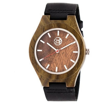 Earth Wood Aztec Men's Leather-Band Watch