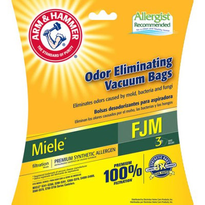 ARM & HAMMER™ Electrolux Miele FJM Premium Synthetic Odor Eliminating Canister Vacuum Bags