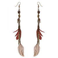 FXmimior Fashion Women Vintage Earrings Brown Bohe Feather Tassels Earrings for Christmas Xmas Jewelry for Girl Women