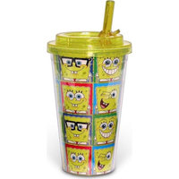 Silver Buffalo, Llc Cold Cup Flip Straw - Spongebob SquarePants - Grid 16oz sg6884