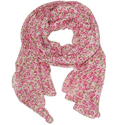 Floral Pink Rose Print lightweight Fashion Scarf
