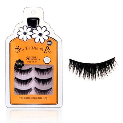 Baomabao 3 Pairs Soft Long Makeup Cross Thick False Eyelashes SHI DI SHANG PIN T06