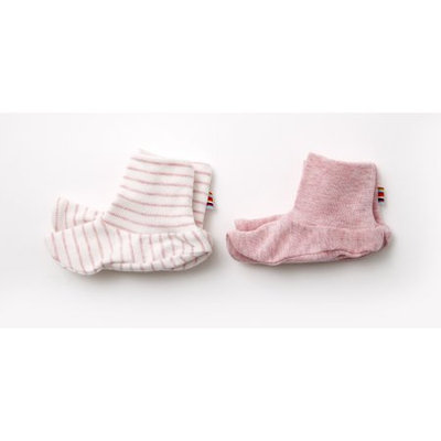 Agabang giggle Organic Cotton Baby Booties - Heathered Pink 2-Pack