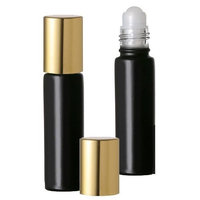 Grand Parfums Black Matte Glass Roll-on Bottles with Gold Top 10ml for Aromatherapy Perfume Cologne Fragrance 3 Bottles