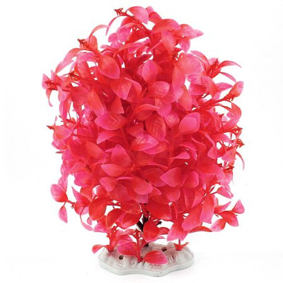 Ceramic Base Emulational Aquarium Floating Plant Ornament 24cm Height Fuchsia