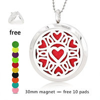 Essential Oil Diffuser Pendant Necklace, My Love pattern Aromatherapy Diffuser Magnetic Locket Necklaces