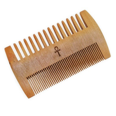 WOODEN ACCESSORIES CO Wooden Beard Combs With Ankh Design - Laser Engraved Beard Comb- Double Sided Mustache Comb