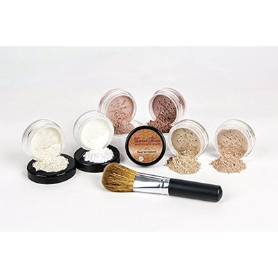 Mineral Makeup XXL KIT w/ FLAWLESS FACE BRUSH Full Size Set Sheer Bare Skin Powder Cover (Pink Bisque)
