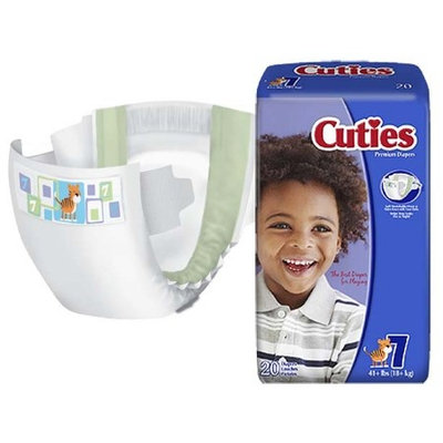 Cutie Collections Cuties Baby Diaper Tab Closure Size 7 Disposable Heavy Absorbency Case of 80 6 Pack