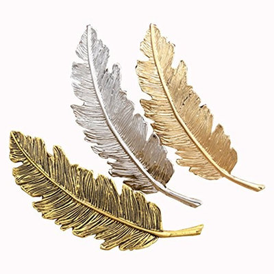 TOOGOO Lovely retro leaf shaped hair card, silver, gold, Old gold.