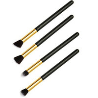 4 Piece Makeup Brushes Set Eyeshadow Eye Shadow Cosmetic Tool Foundation Natural Beauty Palette Vanity Charming Popular Eyes Faced Colorful Rainbow Hair Highlights Glitter Kids Travel Kit