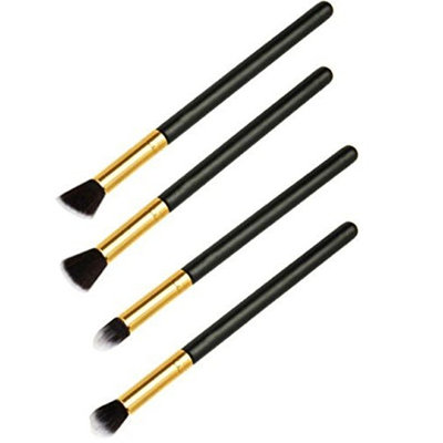 4 Piece Makeup Brushes Set Eyeshadow Eye Shadow Cosmetic Tool Foundation Natural Beauty Palette Vanity Charming Popular Eyes Faced Colorful Rainbow Hair Highlights Glitter Kids Travel Kit