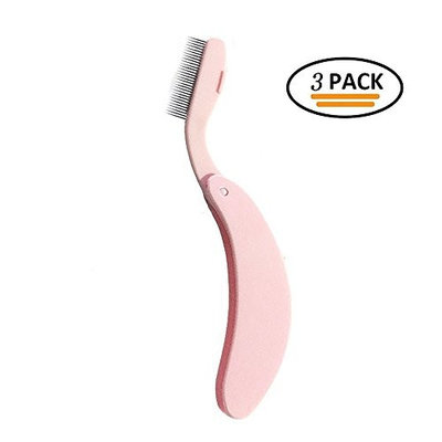 Okdeals 3 Pairs Foldable Steel Eyebrow Eyelash Extension Brush Metal Comb Cosmetic Makeup Too