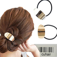 cuhair 2pcs Women Ladies Punk Vintage Metal Hollow Elastic Ponytail Holder Hair Tie Hair Accessories