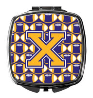 Letter X Football Purple and Gold Compact Mirror CJ1064-XSCM