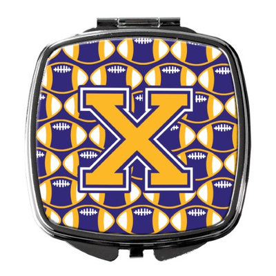 Letter X Football Purple and Gold Compact Mirror CJ1064-XSCM